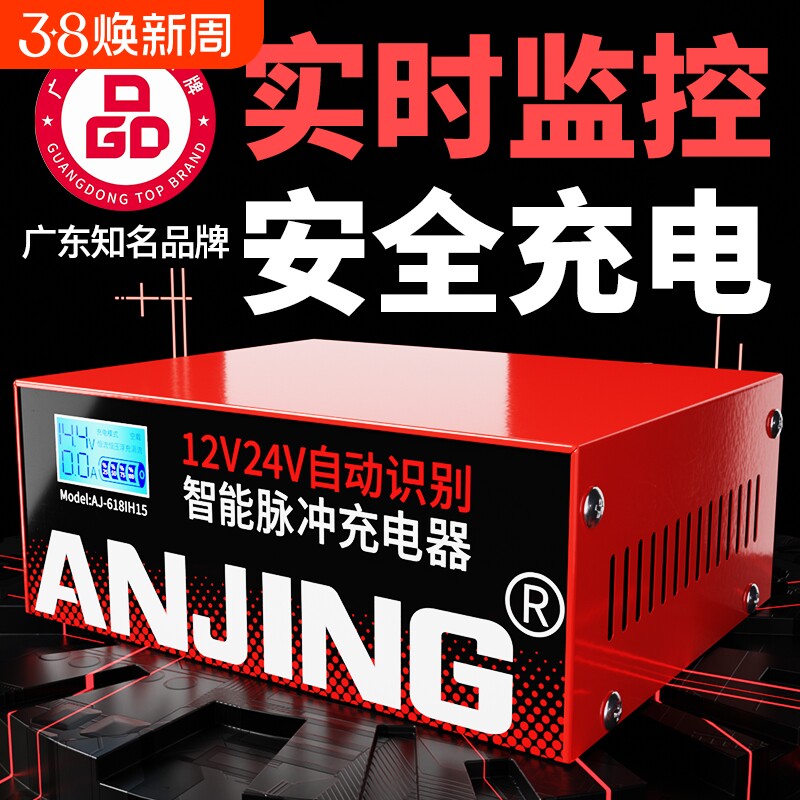 智能防过充汽车电瓶充电器12V24V大功率摩托车蓄电池充电机锂电池