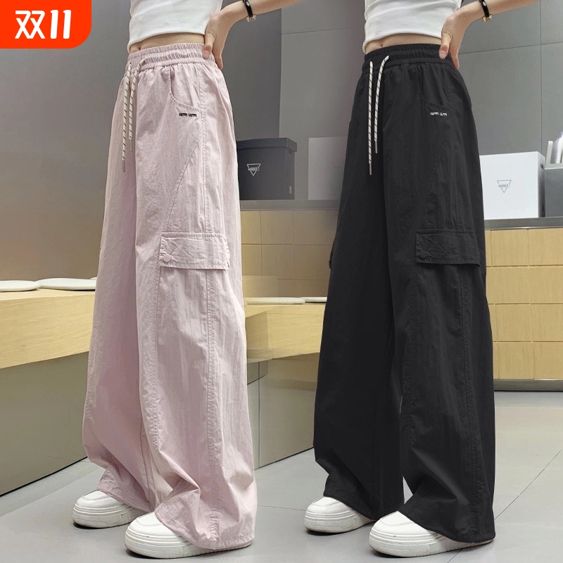 女童速干工装裤薄款夏季2025新款中大童洋气冰丝防蚊直筒裤子外穿