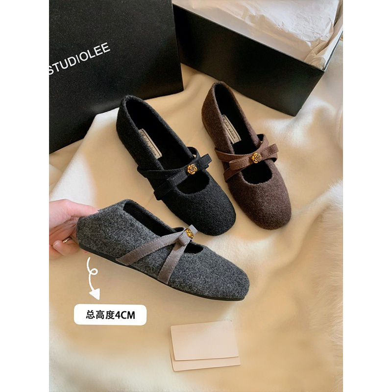 【福利款】葡萄妈studiolee 增高4cm~内增高加绒玛丽珍毛毛鞋秋冬