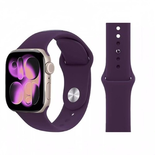 适用applewatch10手表带苹果S9手表iwatch11硅胶S10女S8/S7腕带s8/SE7S6夏季ultra运动配件潮粉色紫色红色