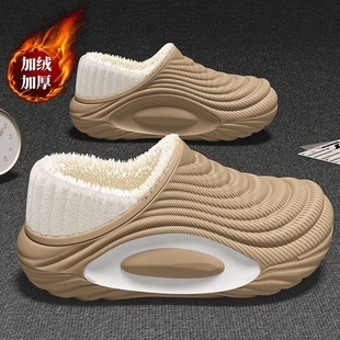 防水棉拖鞋男士2025新款冬季保暖家居厚底防滑外穿棉鞋男全包防臭