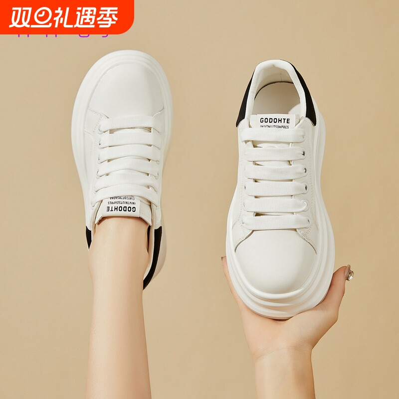 厚底增高6CM板鞋女2025春季新款休闲女鞋百搭小个子松糕底小白