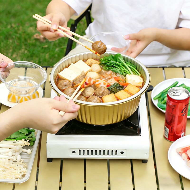 电磁炉专用一次性火锅锅具户外露营春游野餐免洗加厚碗锡纸锅餐具