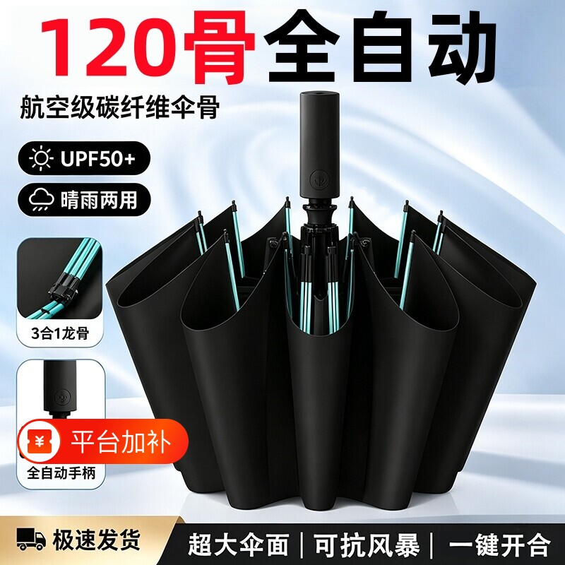 全自动大号雨伞抗风男加厚折叠防紫外线加固超大晴雨两用双人一键