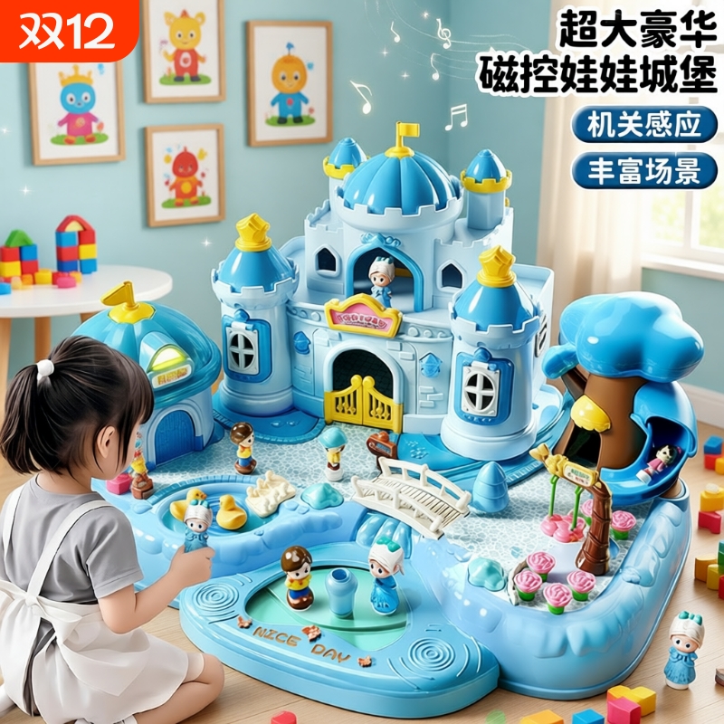 超大号磁力过家家城堡太好玩有趣