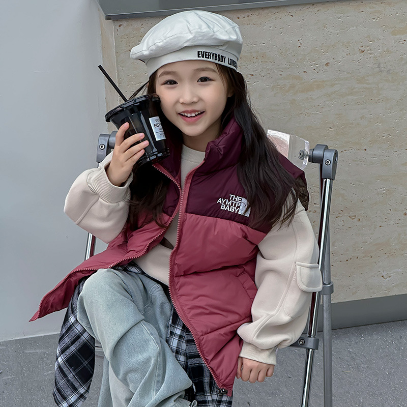 鸭鸭时尚儿童马甲男女童连帽中大童宝宝冬季加厚保暖坎肩外穿背心