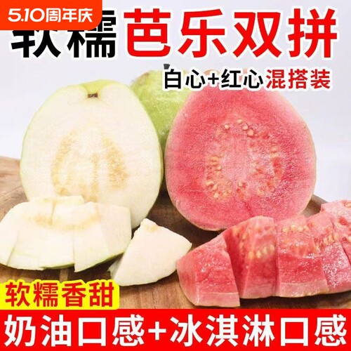 5斤正宗广东水果芭乐新鲜产地现摘甜番石榴白心低糖红心软糯双拼