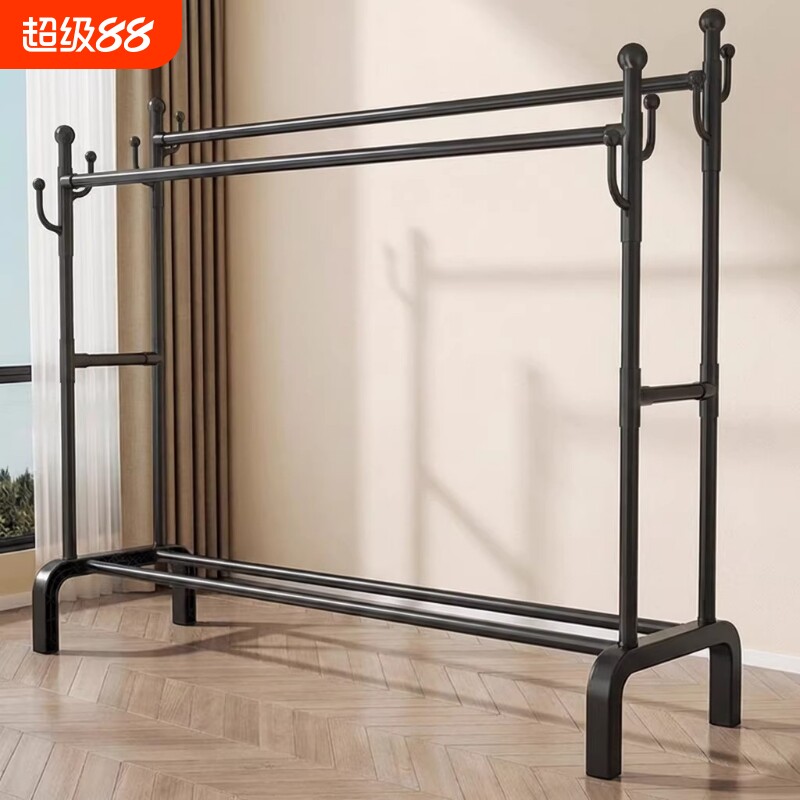 晾衣架落地室内家用阳台衣帽架晾衣杆卧室简易衣架加粗晒衣服架子