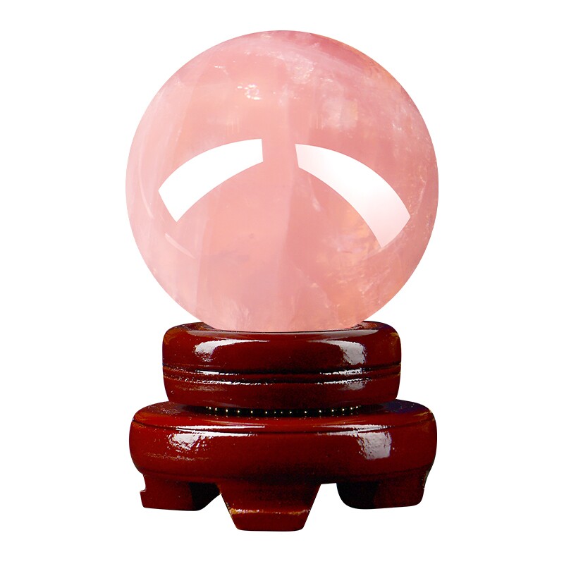 粉水晶球摆件招桃花卧室房间床头柜粉晶装饰品粉色客厅珠宝摆放