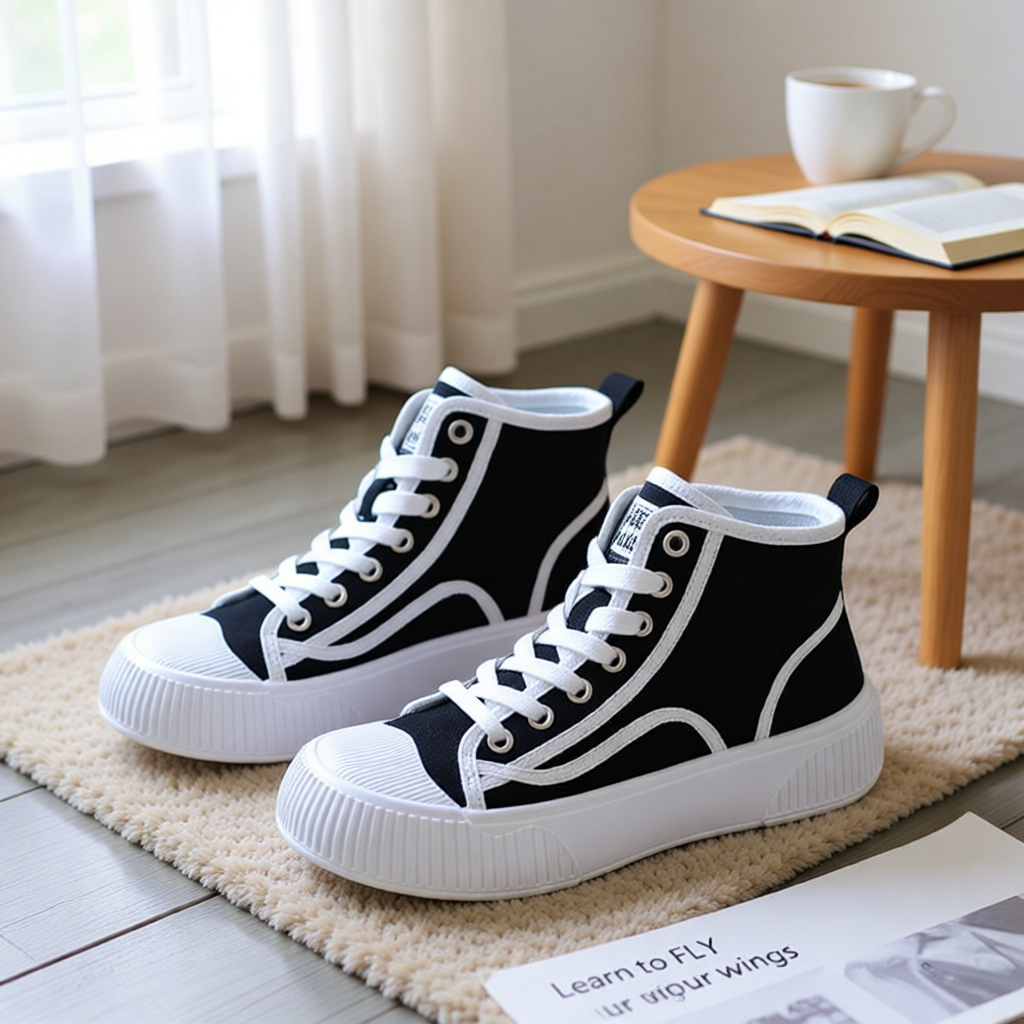 女鞋高帮帆布鞋女2025年新款百搭厚底鞋子秋款休闲鞋透气薄款板鞋