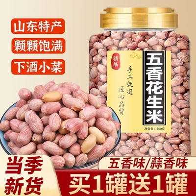 胖正宗山东五香烤花生东莱西特产脱油蒜香来小鱼皮下酒菜炒货罐装