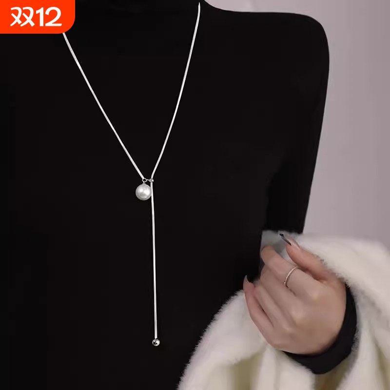 珍珠长款轻奢项链水滴造型女式