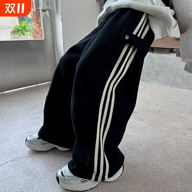 男童裤子春秋款2025新款女童装秋季运动卫裤直筒阔腿大童男孩秋装