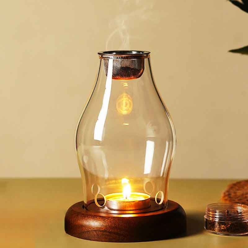 沉香碎料香薰炉蜡烛灯隔火熏香炉家用室内安神助眠香薰灯玻璃茶室