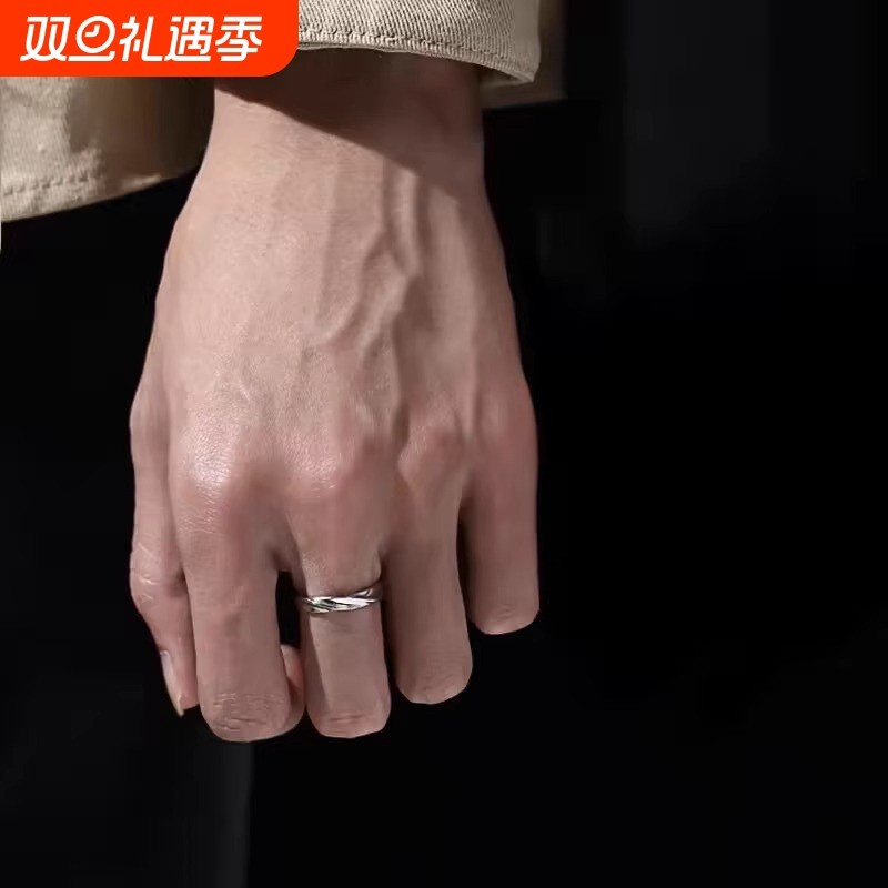 莫比乌斯环自律戒指男潮高级感简约开口可调节指环男士单身食指戒