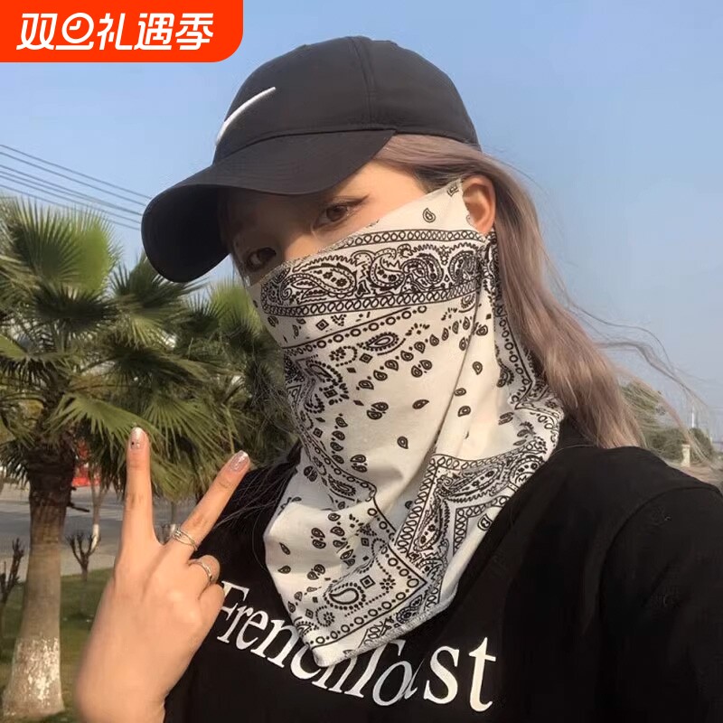 防晒骑行面罩护颈一体男女冰丝面纱户外遮脖子遮全脸防紫外线挂耳