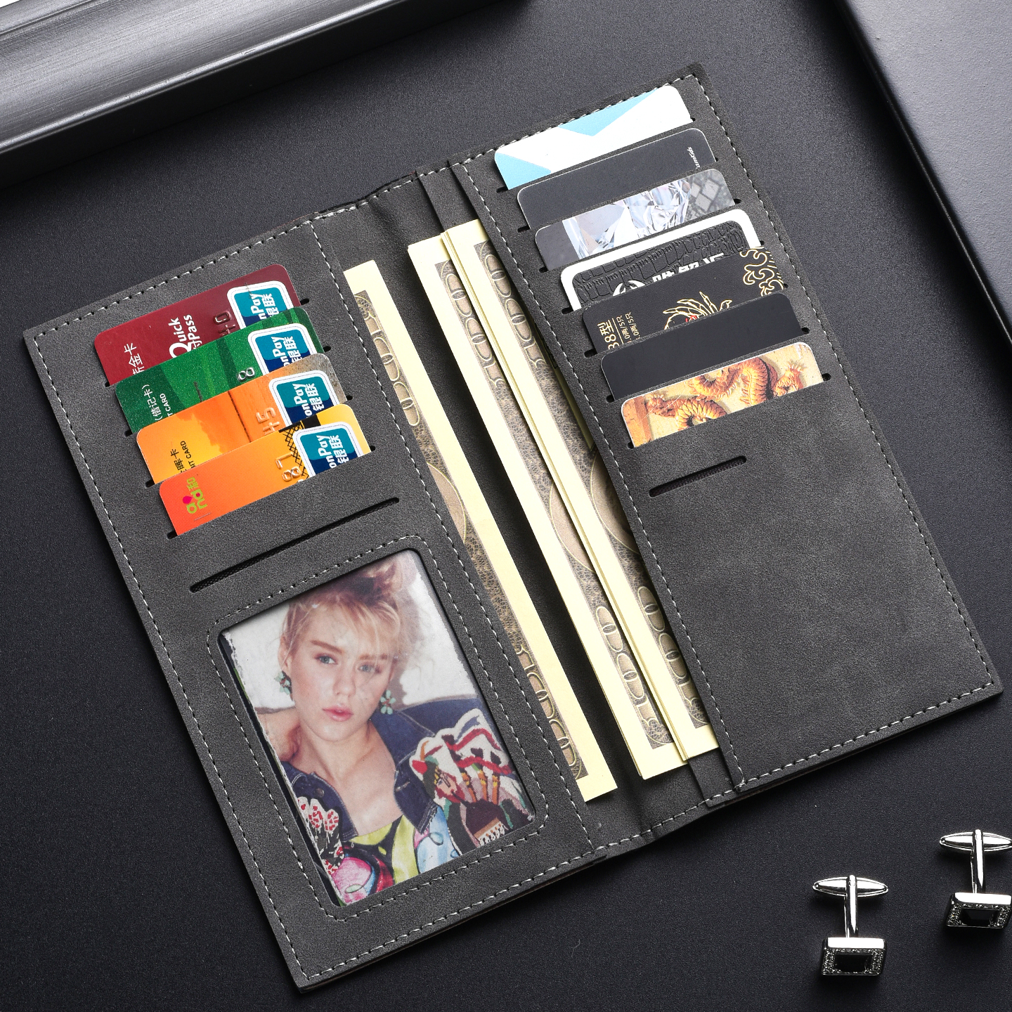 男士钱包长款多卡位复古高级感简约学生钱夹大容量驾驶证卡包长夹