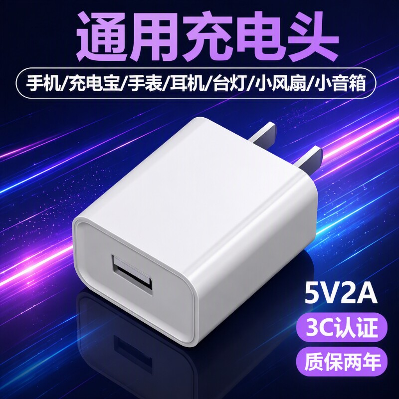 3C正品充电器充电头5v2A智能适用于苹果华为vivo小米手机10W小功率数据线快充蓝牙接口充电宝台灯耳机支持