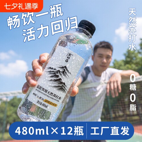 EHO饮用天然弱碱性苏打水12瓶装无糖无气无添加0卡肪整箱夏季解渴