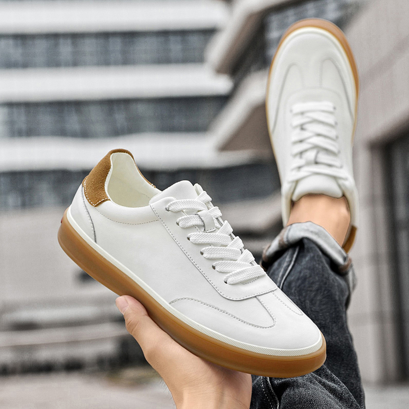 真皮高端手工男鞋百搭时尚透气舒适休闲鞋轻便户外运动韩版板鞋