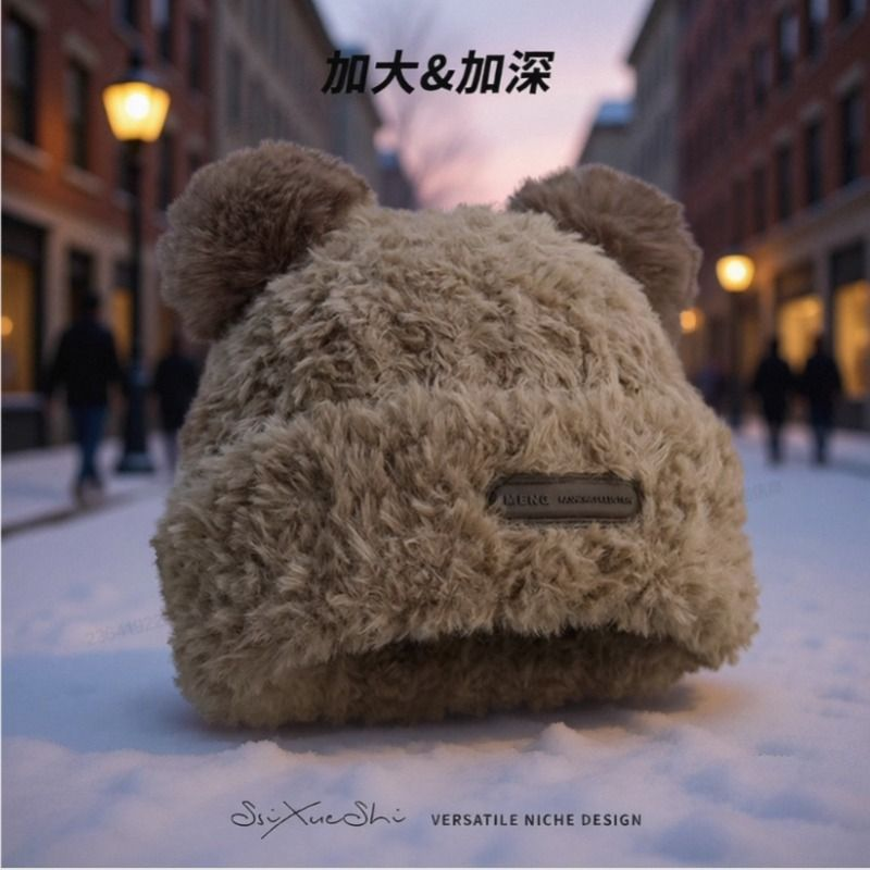 大头围线性帽可爱显示脸小加绒