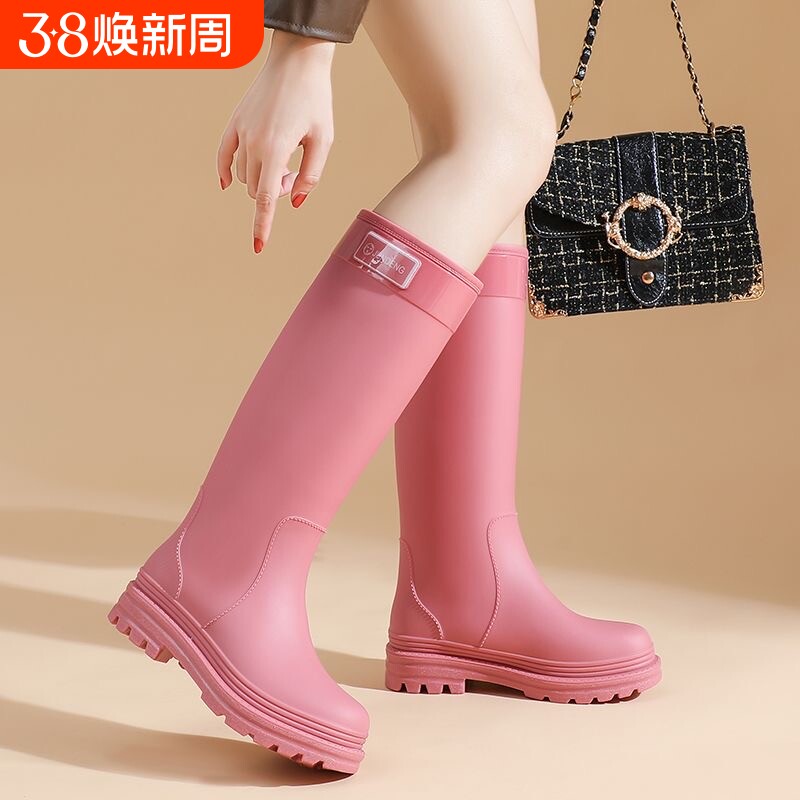 雨鞋时尚女款高筒长筒防滑保暖厨房加厚女士防水鞋成人雨靴胶鞋女