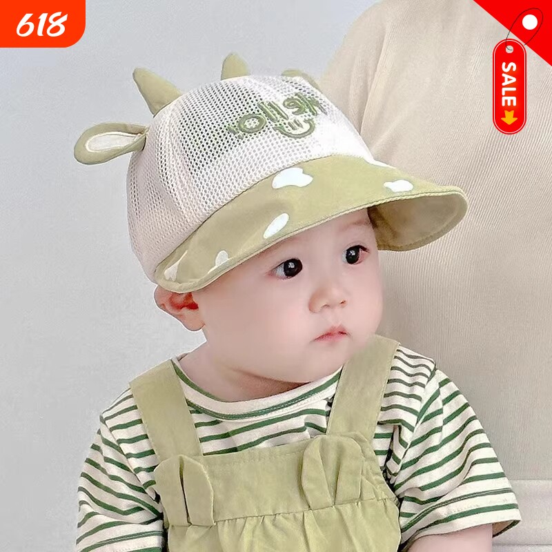婴儿遮阳帽子夏季薄款男童女童全网鸭舌帽小童宝宝防晒透气渔夫帽