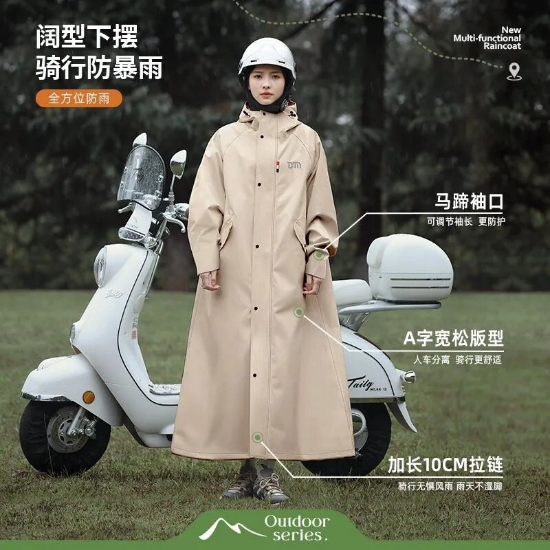 防暴雨户外男女旅游骑行一体式雨披雨衣套装衣服防风防寒下摆加长