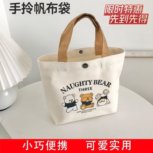 新款帆布包小巧便携小号上班手拎