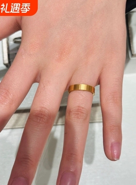 古法传承平底戒指沙金情侣对戒哑光素面男女磨砂素圈指环手饰镀金
