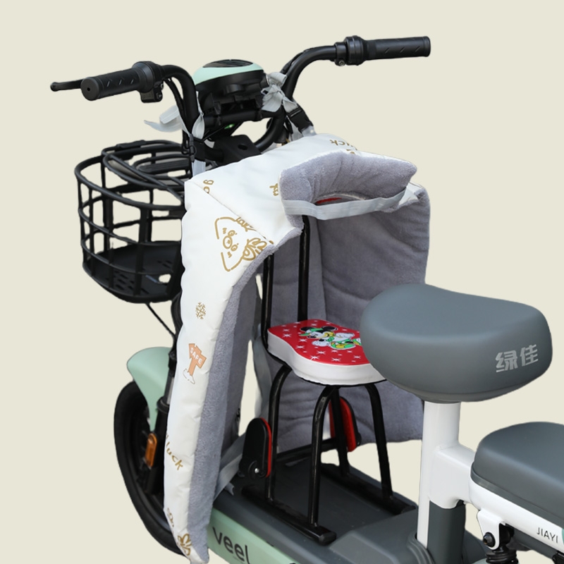 电动车挡风被带小孩防风神器儿童前座前置冬加绒加厚开叉宝宝座椅