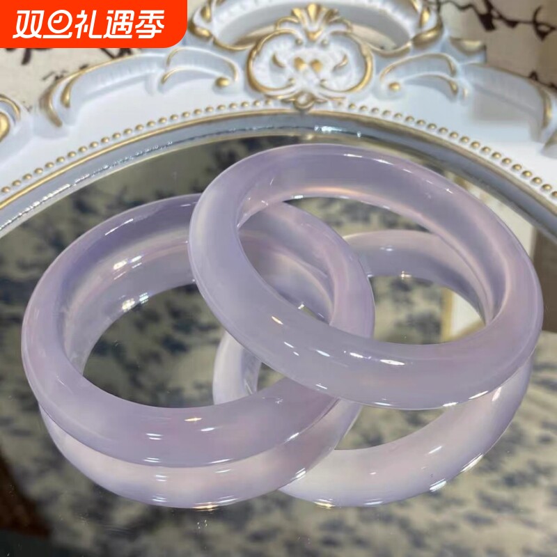 带证书紫罗兰手镯猫眼石女款渐变冰种淡紫镯子送女友老婆