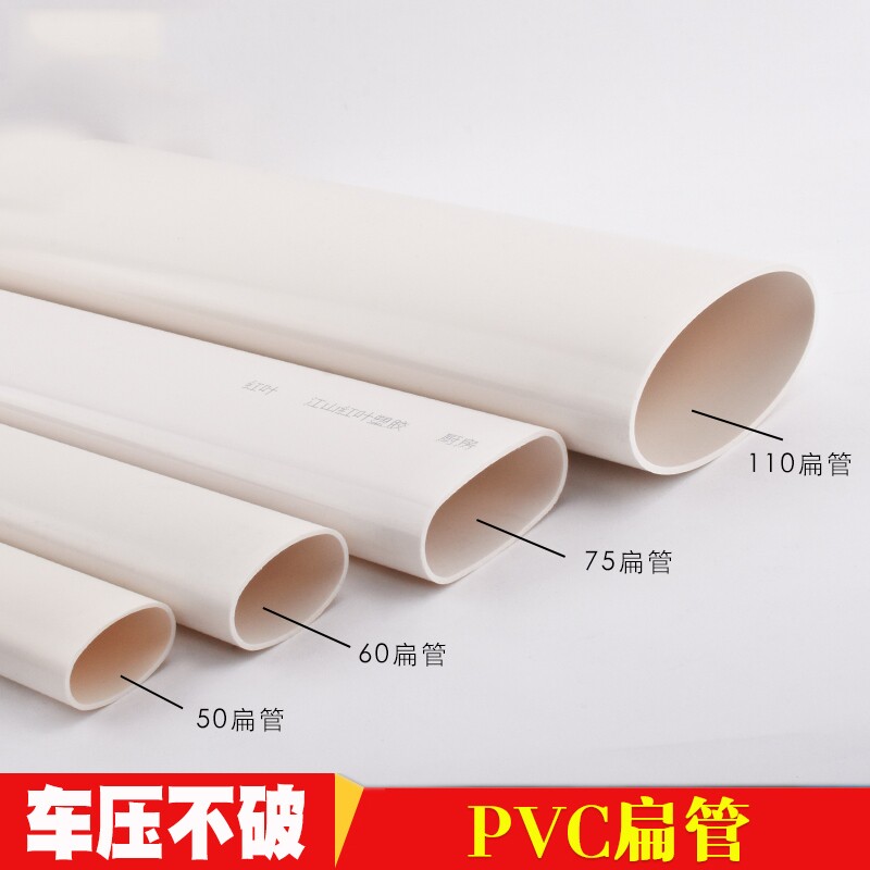 110扁管pvc50 60 75 厕所厨房阳台管道配件椭圆管地漏移位器扁管