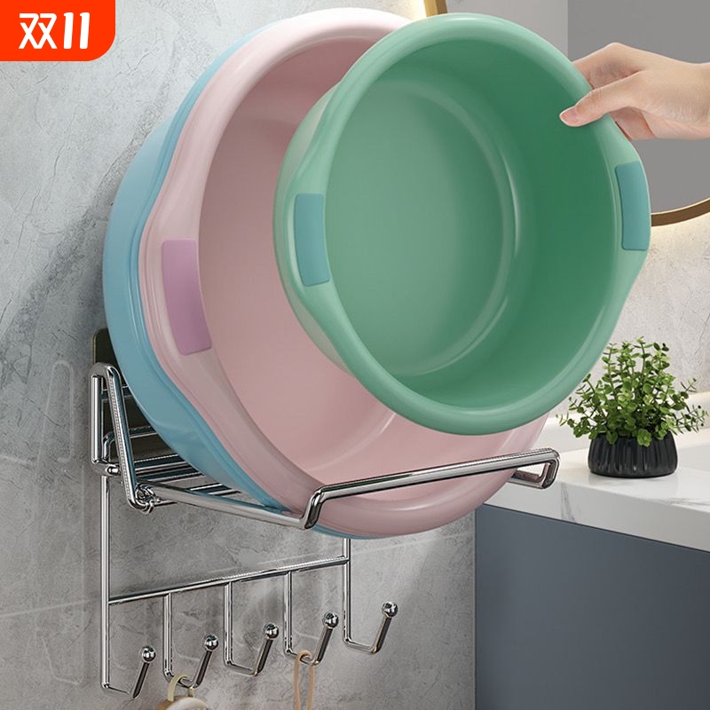 脸盆收纳架浴室柜下脸盆架卫生间洗漱台底部盆子伸缩挂架置物架子