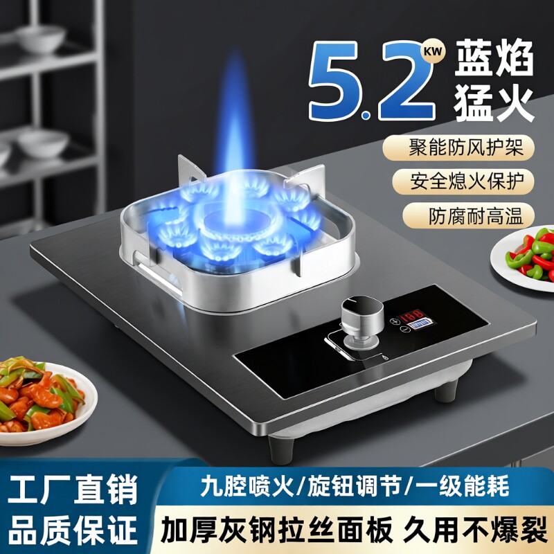 燃气灶双灶家用台式嵌入式天然气液化气煤气节能灶猛火灶单个定时