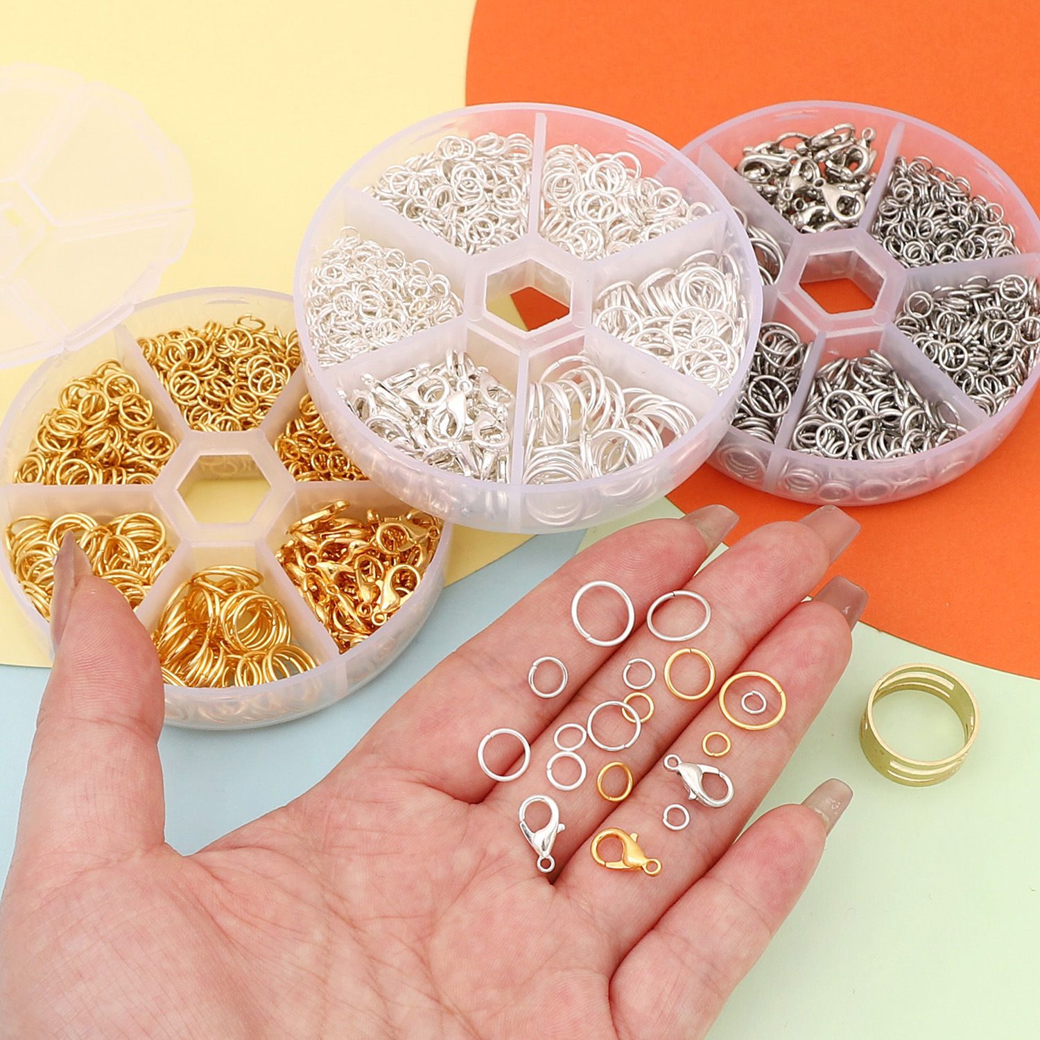 6格龙虾扣材料包手工diy饰品套装制作串珠耳环手链材料金属戒指