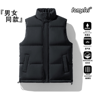 背心羽绒棉坎肩面包服外套男款 秋冬大码 白色防风黑色 马甲男士 美式