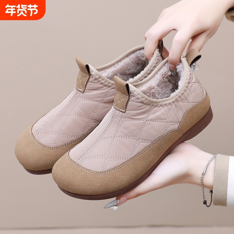 2025新款棉鞋女冬季加绒防滑一脚蹬保暖妈妈棉靴加厚雪地靴软底,女鞋,时尚雪地靴,淘宝优惠券,粉丝福利购,淘宝优惠卷