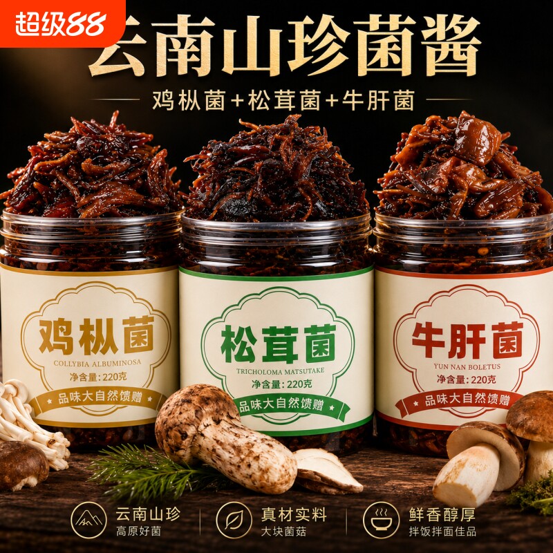 云南特产鸡枞菌松茸菌牛肝菌即食图片