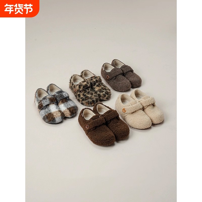 加绒毛毛鞋女款2025年秋冬季保暖魔术贴棉鞋羊羔毛包跟软底勃肯鞋,女鞋,毛毛鞋,淘宝优惠券,粉丝福利购,淘宝优惠卷