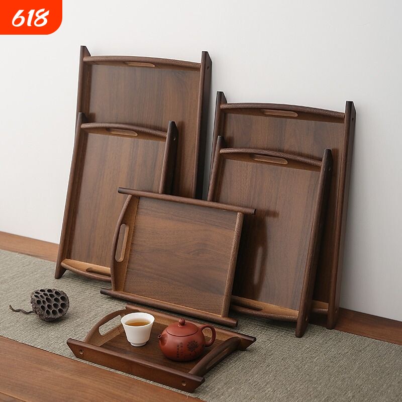 胡桃木托盘竹木质长方形家用放茶杯盘高级餐盘咖啡杯新中式水果