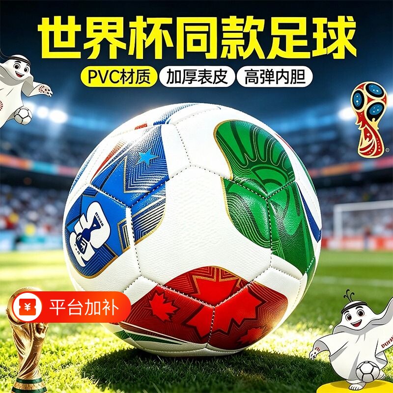 26款世界杯足球青少年学生比赛成人训练球耐磨机缝PVC标准5号球