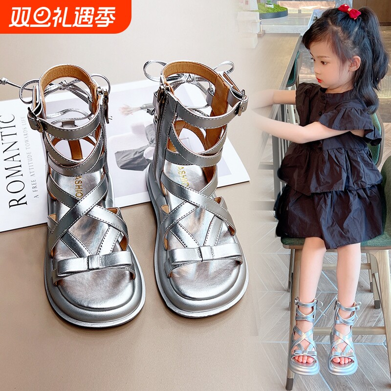 西瓜西女童凉鞋童鞋2025夏季新款宝宝小女孩公主儿童罗马凉鞋子潮