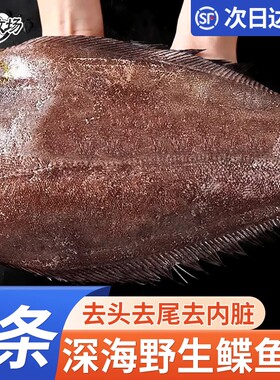 5斤超大鲽鱼身 去头去尾去内脏新鲜格陵兰碟鱼身商用整条鱼段