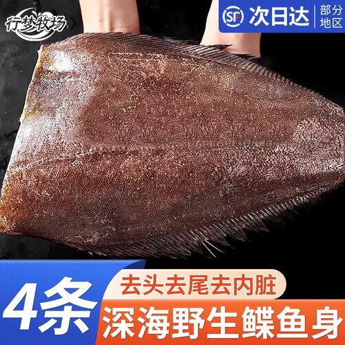 5斤超大鲽鱼身 去头去尾去内脏新鲜格陵兰碟鱼身商用整条鱼段
