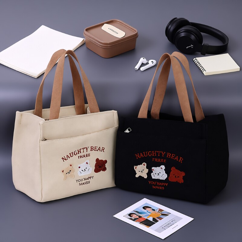 通勤上班饭盒手提袋新款包包女士手拎包便当包帆布包手提包防水