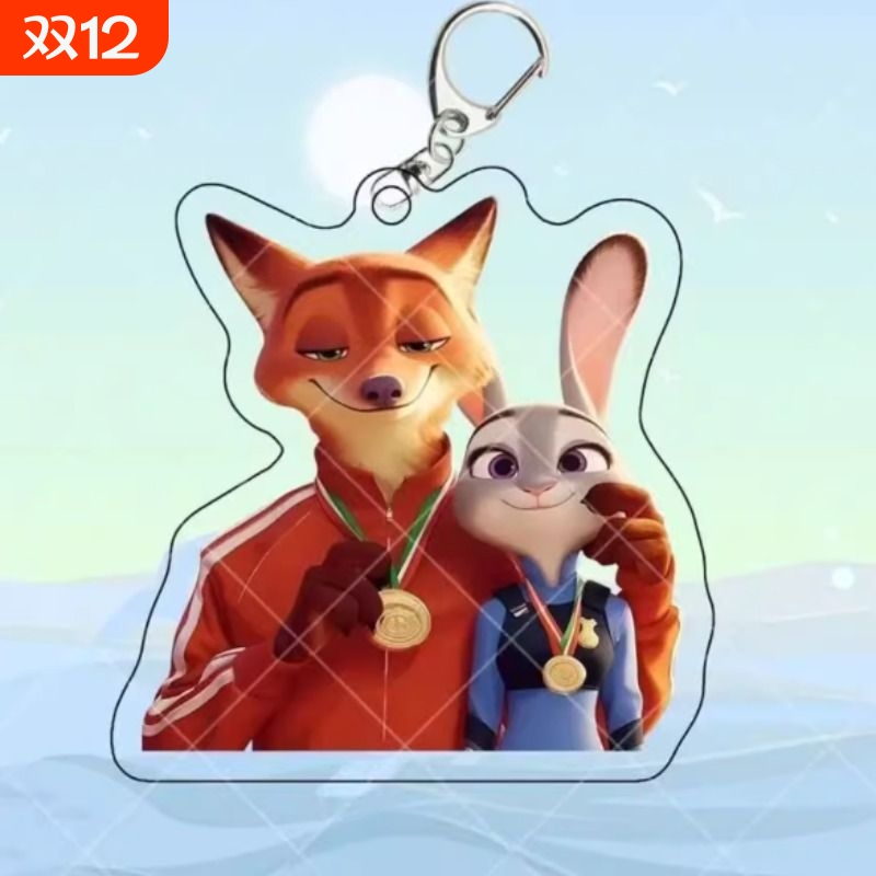 疯狂动物周边卡通朱迪可爱联动尼克情侣亚克力书包钥匙扣挂件礼物