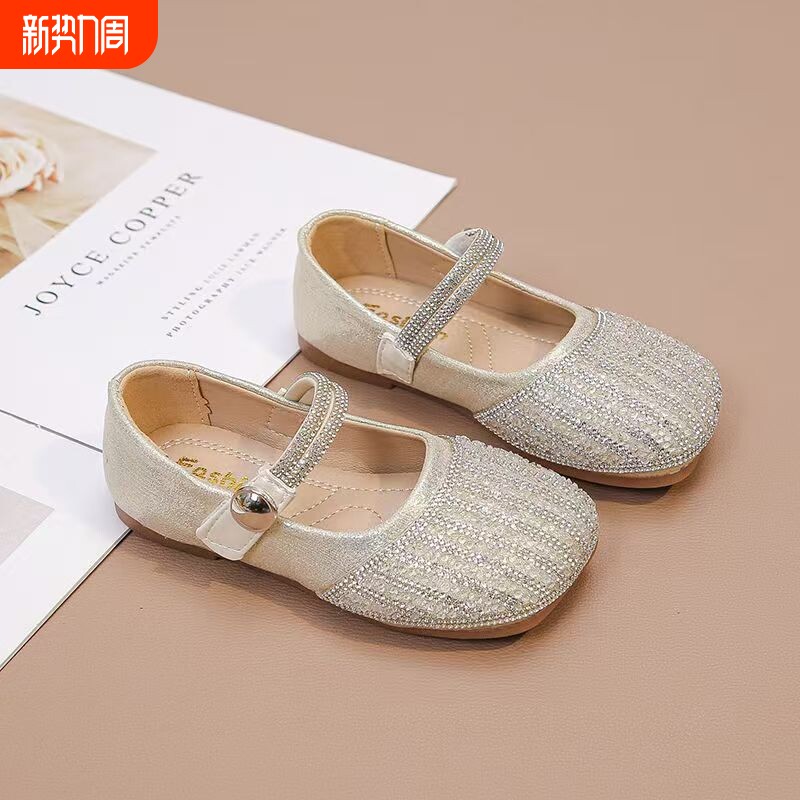女童公主鞋夏季水晶鞋儿童鞋子2025新款漂亮礼服皮鞋女宝软底单鞋