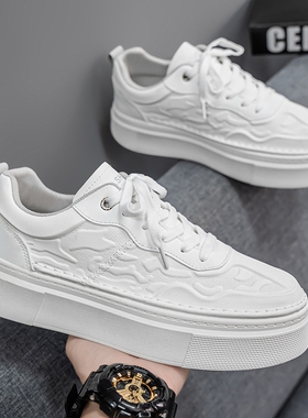 男鞋春季高级感百搭白色板鞋男士休闲皮鞋运动增高真皮小白鞋潮鞋