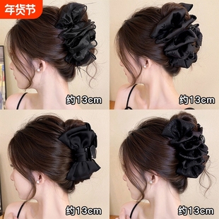 高级感蝴蝶结抓夹女后脑勺发量多盘发发夹大号气质鲨鱼夹发卡头饰
